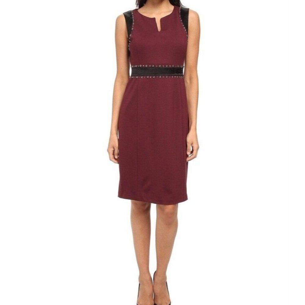 NYDJ Lainey Size 6 Embellished Studded dress dark crimson - New